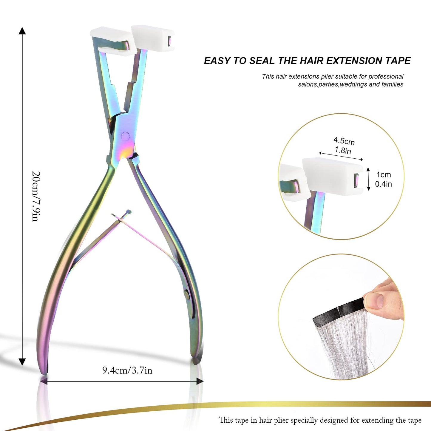 EHDIS Hair Extension Tool Tape in Hair Extensions Plier Stainless Steel Flat Surface Extensions Tape Sealing Clamp Pliers Tool (Multi)