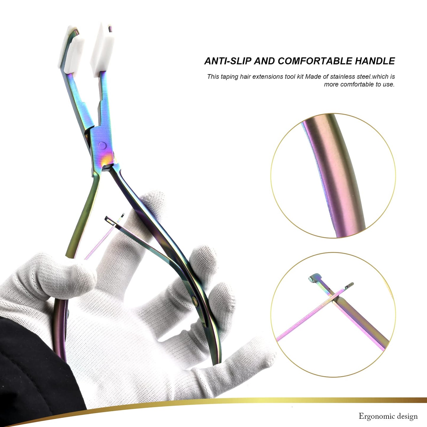 EHDIS Hair Extension Tool Tape in Hair Extensions Plier Stainless Steel Flat Surface Extensions Tape Sealing Clamp Pliers Tool (Multi)