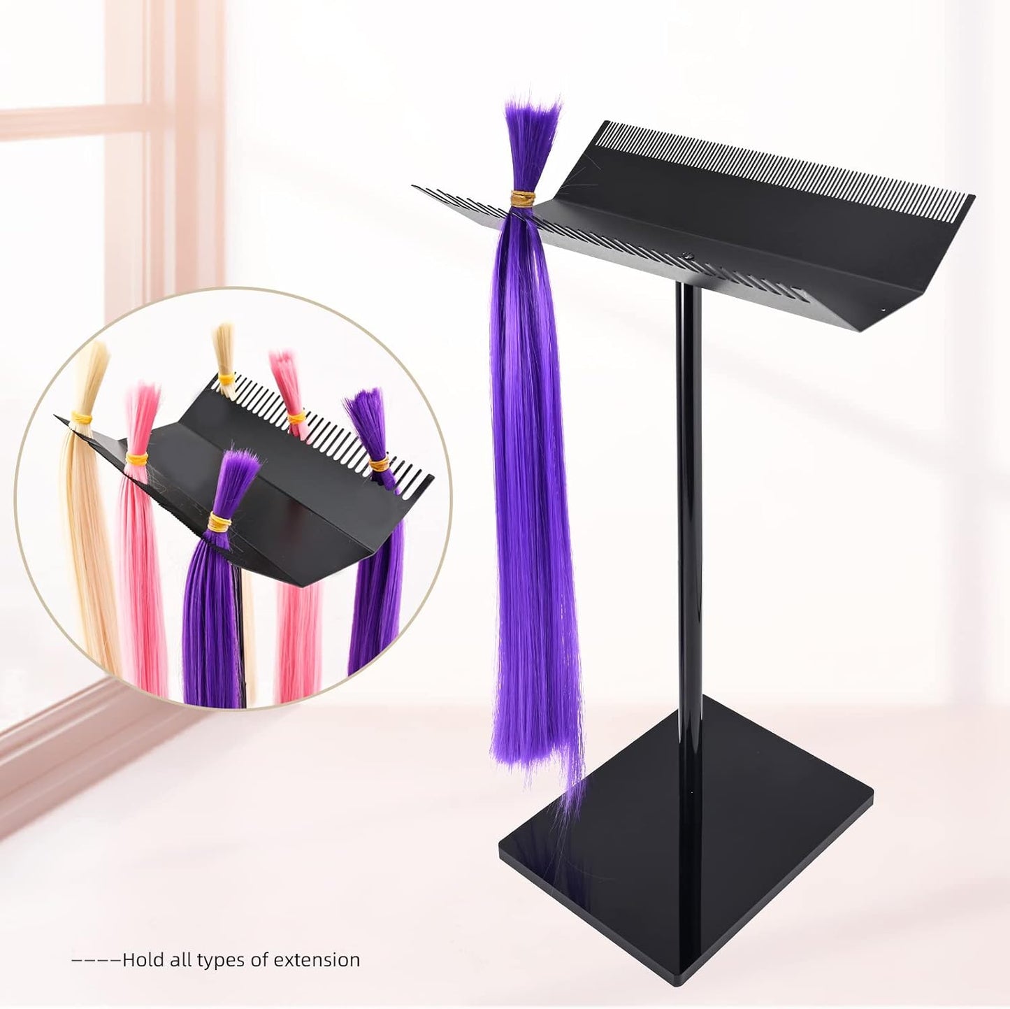 EHDIS Hair Extension Holder,Stainless Steel and Acrylic Hair Extension Organizer Wigs Storage Professional Hair Extensions Stand Hanger Organizer for Salons Shop Barber