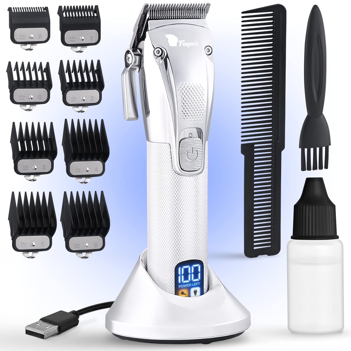 Fagaci Professional Hair Clippers for Barbers with Precise Cutting, Turbo Power Cordless Hair Clippers for Men Professional, Clippers for Hair Cutting, Maquina de Cortar Cabello, Men Hair Clippers Kit