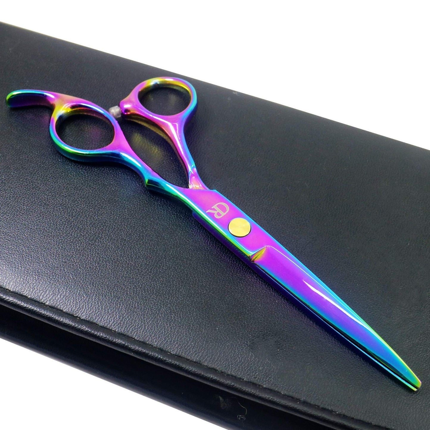 Professional Hair Cutting Shears,6 Inch Barber Hair Cutting Scissors Sharp Blades Hairdresser Haircut for Women/Men/Kids 420c Stainless Steel Rainbow Color（A）